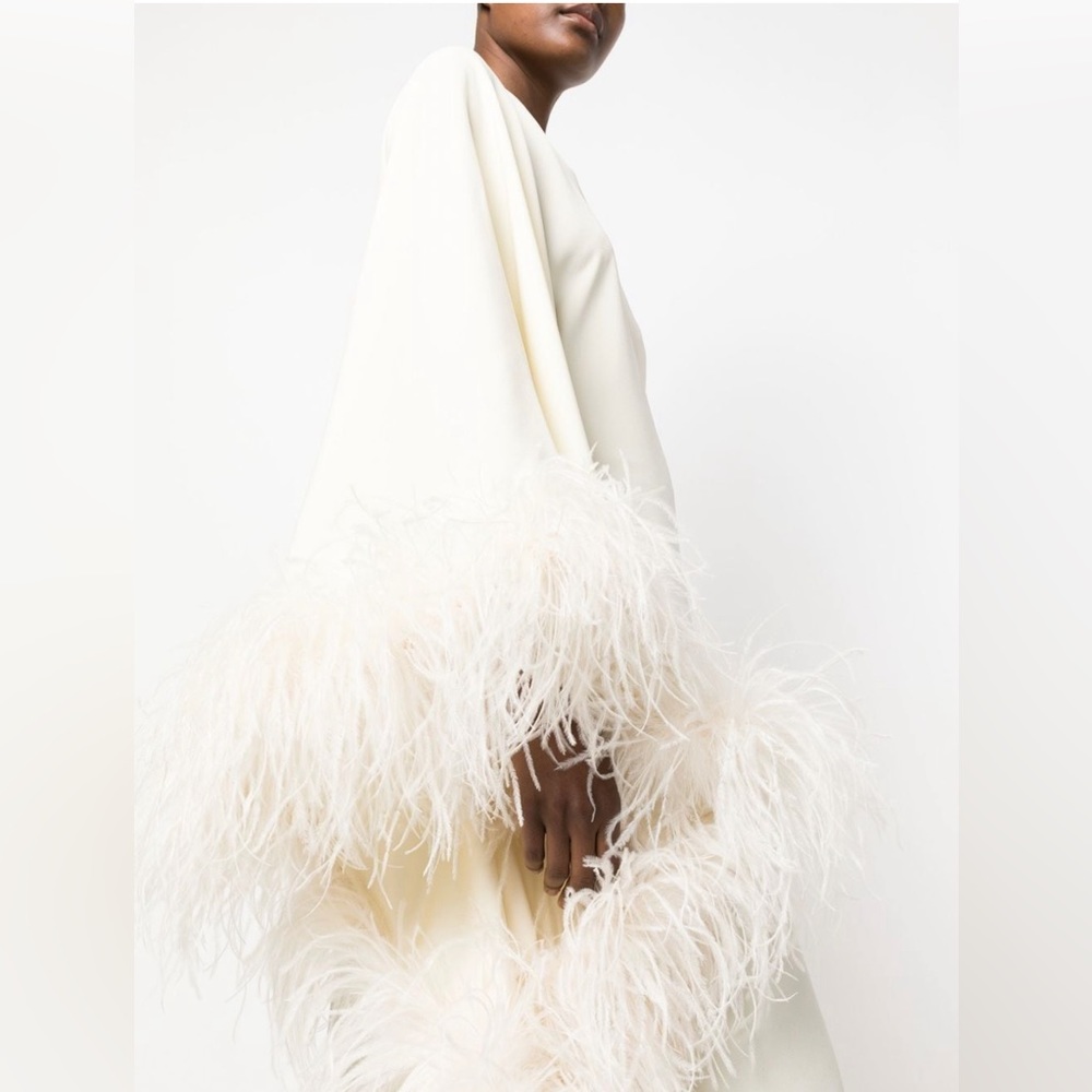 TALLER MARMO Ubud one-shoulder feather-trimmed crepe gown, Size IT 36 (XS) - Picture 3 of 11